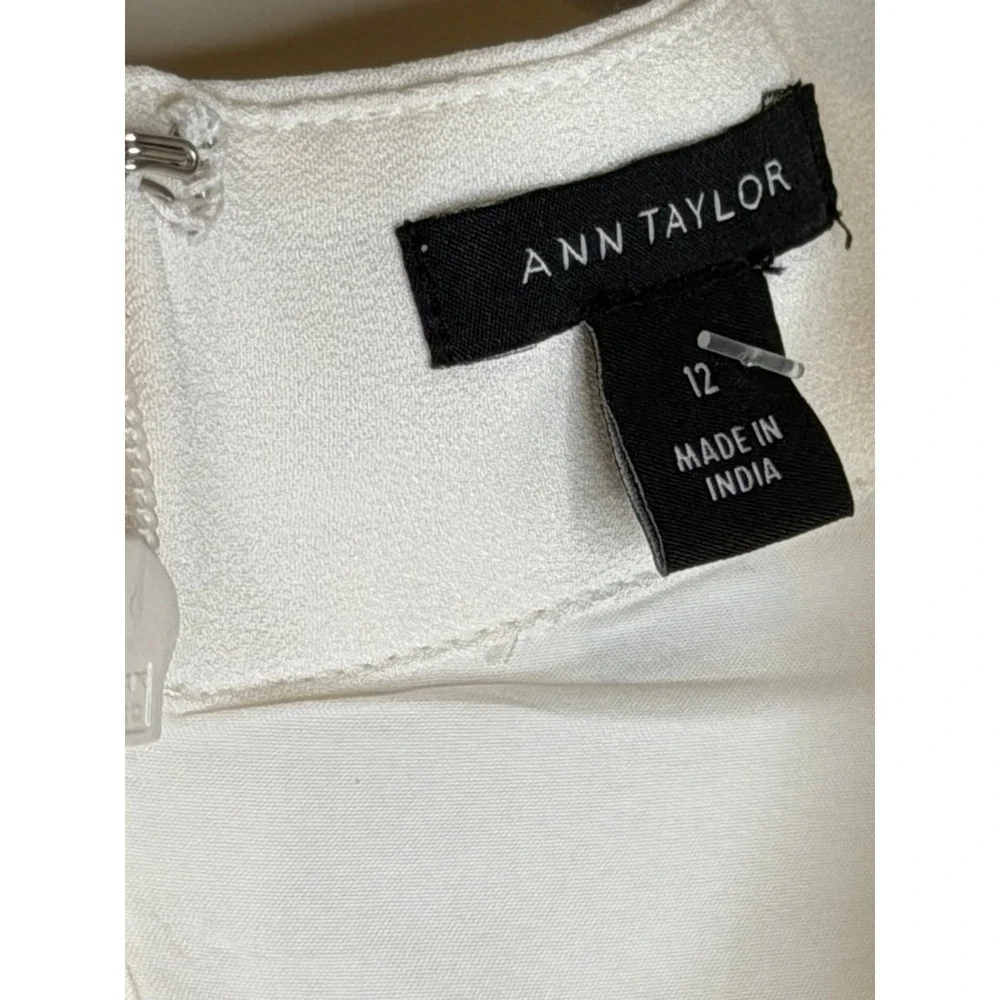 Ann Taylor Ivory Gold Button Tie Waist Midi Dress Old Money Career - Picture 6 of 11